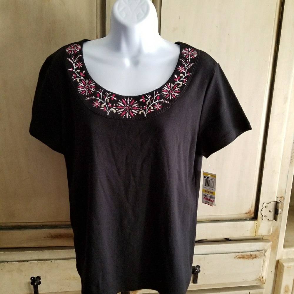 Karen Scott Ebony Black Blouse